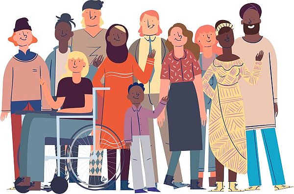 Illustration einer diversen Gruppe von Menschen