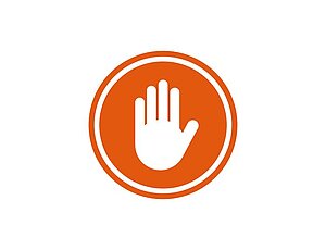 Illustration einer Hand für die Geste "Stop!"
