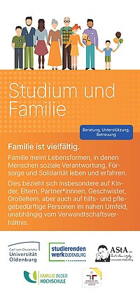 Titel des Faltblatts "Studium und Familie"